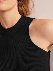 Boden Black Ribbed Racer Vest - Image 4 of 6