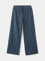 Mango Blue Pinstripe Straight-Leg Drawstring Trousers - Image 6 of 8
