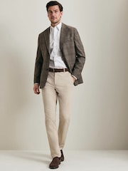 Charles Tyrwhitt Brown Check Lightweight Wool Slim Fit Jacket - Image 2 of 5