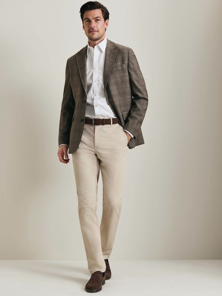 Charles Tyrwhitt Brown Check Lightweight Wool Slim Fit Jacket - Image 2 of 5