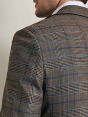 Charles Tyrwhitt Brown Check Lightweight Wool Slim Fit Jacket - Image 3 of 5