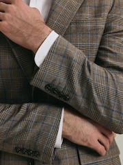 Charles Tyrwhitt Brown Check Lightweight Wool Slim Fit Jacket - Image 4 of 5