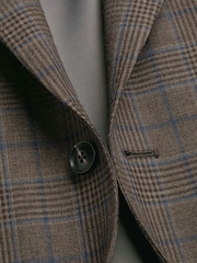 Charles Tyrwhitt Brown Check Lightweight Wool Slim Fit Jacket - Image 5 of 5