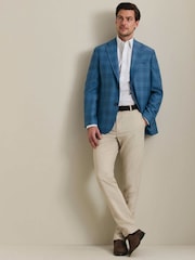 Charles Tyrwhitt Blue Check Lightweight Wool Slim Fit Jacket - Image 2 of 4
