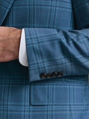 Charles Tyrwhitt Blue Check Lightweight Wool Slim Fit Jacket - Image 3 of 4