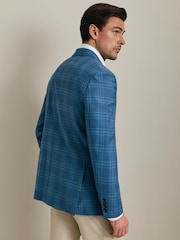 Charles Tyrwhitt Blue Check Lightweight Wool Slim Fit Jacket - Image 4 of 4