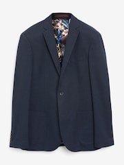 Navy Blue Slim Textured Blazer - Image 1 of 5