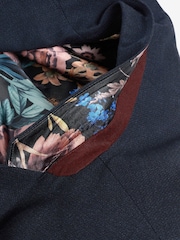 Navy Blue Slim Textured Blazer - Image 2 of 5
