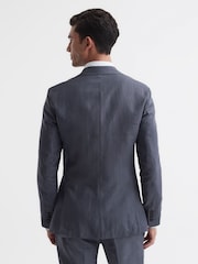 Reiss Airforce Blue Kin Slim Fit Single Breasted Linen Blazer - Image 4 of 6