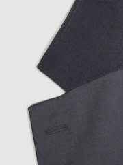 Reiss Airforce Blue Kin Slim Fit Single Breasted Linen Blazer - Image 5 of 6