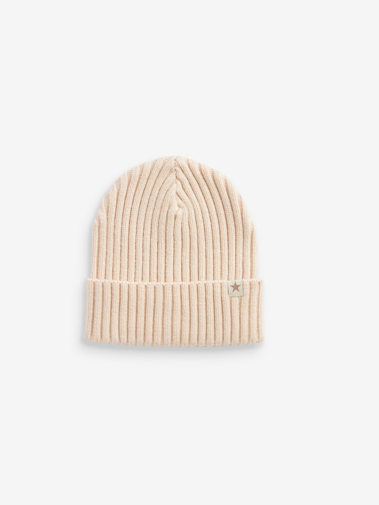 Kamnito-kremasta - Rebrasta beanie kapa (1-16 let) - Slika 1 iz 2