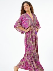 Roman Pink Paisley Print Boho Maxi Dress - Image 1 of 5