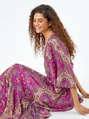 Roman Pink Paisley Print Boho Maxi Dress - Image 4 of 5