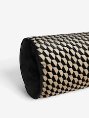 Rockett St George Black Geo Cut Velvet Bolster - Image 4 of 4