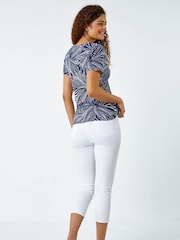 Roman Black Abstract Twist Front Stretch Top - Image 3 of 5