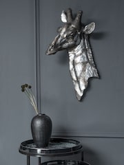 Libra Interiors Silver Dappled Silver Giraffe Head Wall Plaque - Image 1 of 1