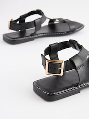 Black Standard/Wide Fit Forever Comfort® Leather T-Bar Sandals - Image 5 of 7
