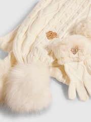 Cream - River Island Pom cepurīte cimdu un šalles Komplekts - Attēls 2 no 3