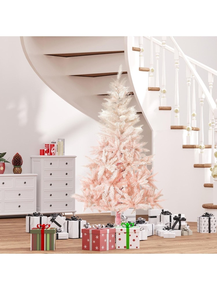 Homcom Pink 6ft Pink Artificial Christmas Tree - Image 2 of 5