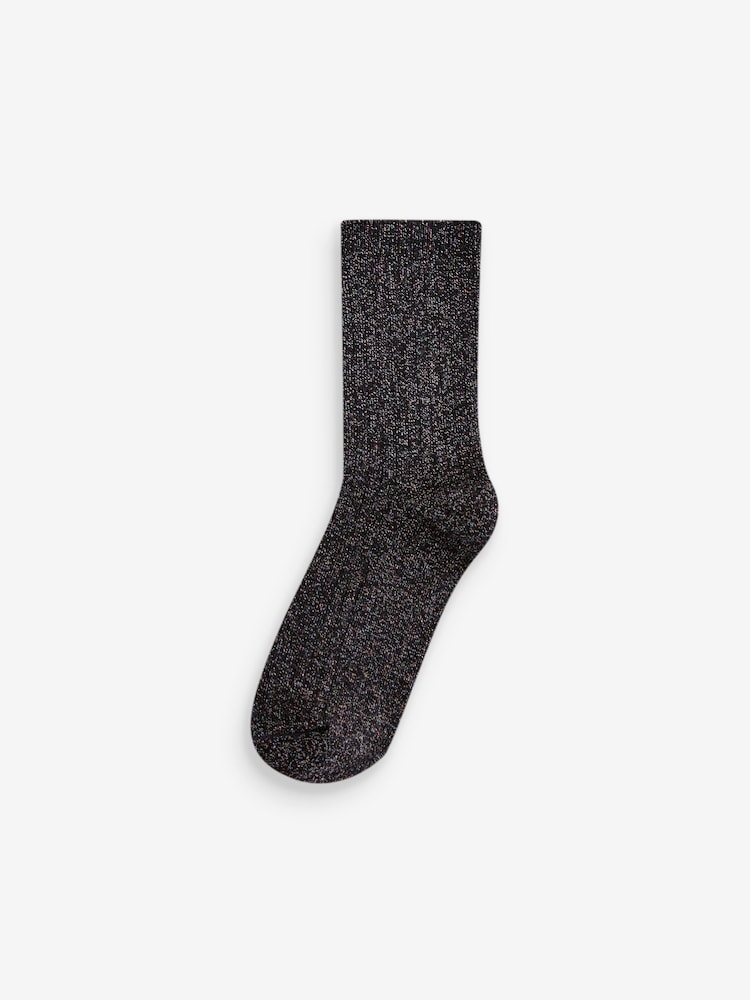 Black and Multi Cotton Rich Sparkle Ankle Socks 2 Pack - Image 2 of 5