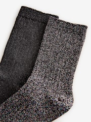 Black and Multi Cotton Rich Sparkle Ankle Socks 2 Pack - Image 4 of 5