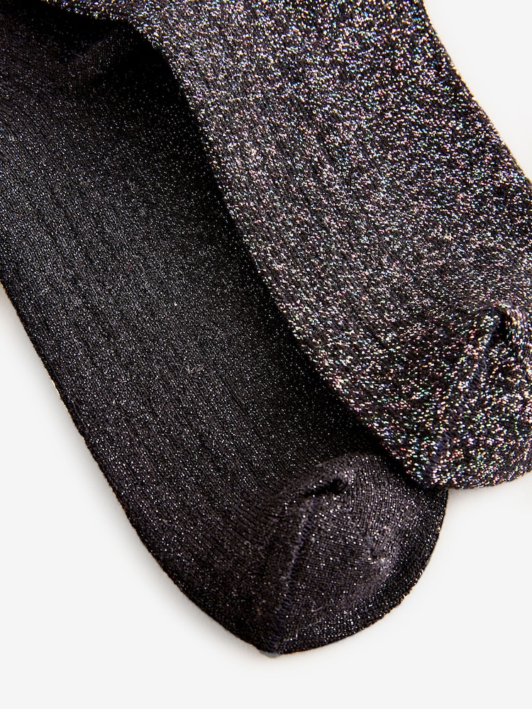 Black and Multi Cotton Rich Sparkle Ankle Socks 2 Pack - Image 5 of 5