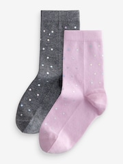 Grey Shiny Spot Socks 2 Pack - Image 1 of 3