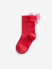 Black Cotton Rich Tulle Bow Socks 2 Pack - Image 2 of 3