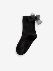 Black Cotton Rich Tulle Bow Socks 2 Pack - Image 3 of 3