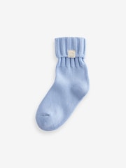PInk, Blue and Green 3 Pack Cotton Rich Roll Top Ankle Socks - Image 2 of 4