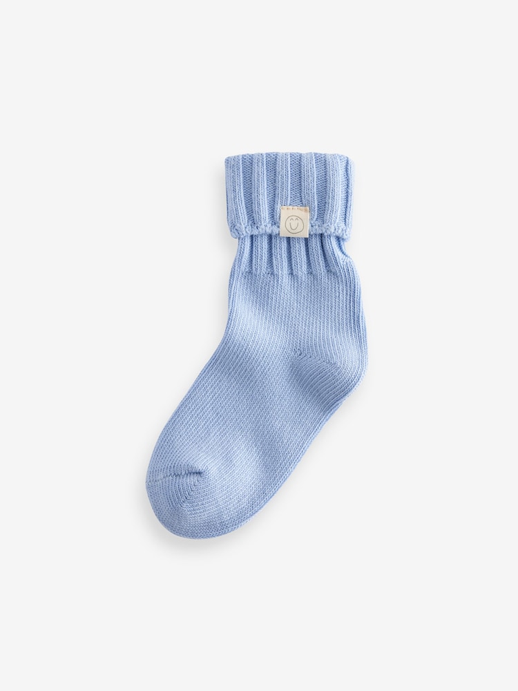 PInk, Blue and Green 3 Pack Cotton Rich Roll Top Ankle Socks - Image 2 of 4