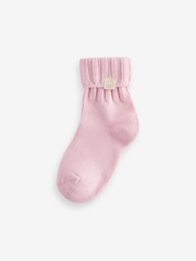 PInk, Blue and Green 3 Pack Cotton Rich Roll Top Ankle Socks - Image 4 of 4