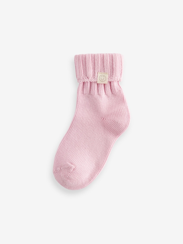 PInk, Blue and Green 3 Pack Cotton Rich Roll Top Ankle Socks - Image 4 of 4