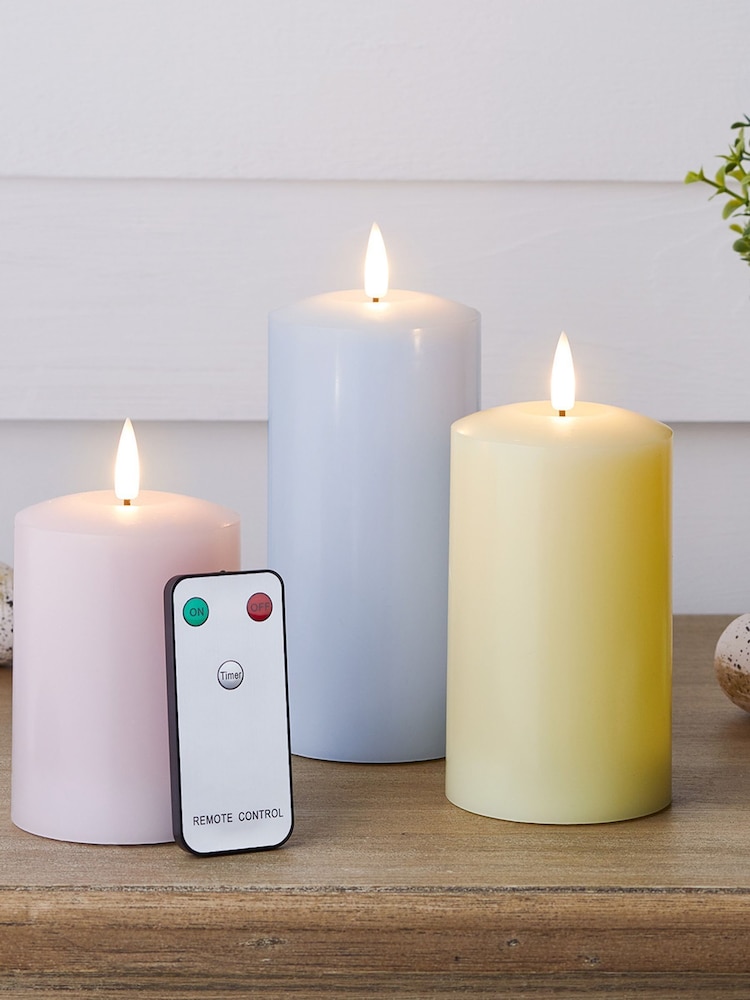 Lights4fun TruGlow® Pastel LED Pillar Candle Trio - Image 2 of 3 Lights4fun TruGlow® Pastel LED Pillar Candle Trio - Image 2 of 3