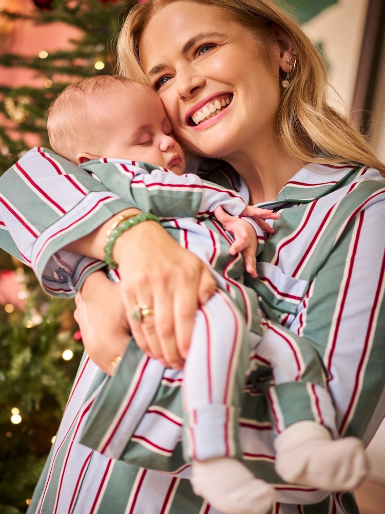 Seraphine Green Stripe Family Matching Christmas Sleepsuit (0-12mths) - Image 1 of 5