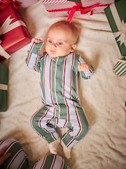 Seraphine Green Stripe Family Matching Christmas Sleepsuit (0-12mths) - Image 3 of 5