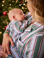 Seraphine Green Stripe Family Matching Christmas Sleepsuit (0-12mths) - Image 4 of 5