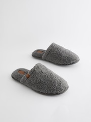 Grey Fleece Mule Slippers - Image 1 of 6