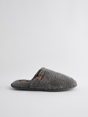 Grey Fleece Mule Slippers - Image 3 of 6
