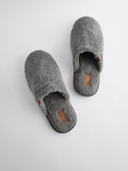 Grey Fleece Mule Slippers - Image 4 of 6