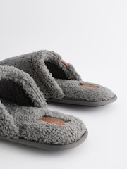 Grey Fleece Mule Slippers - Image 5 of 6