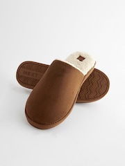 Marrón tostado - Pantuflas estilo chinelas con forro de borreguito - Imagen 4 de 5