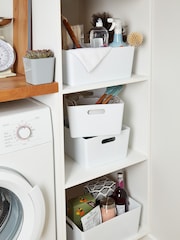 Wham Set of 4 White Large Studio Large Rectangle Deep Plastic Storage Baskets - Image 1 of 2