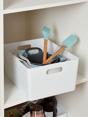 Wham Set of 4 White Large Studio Large Rectangle Deep Plastic Storage Baskets - Image 2 of 2