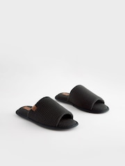 Black Padded Textured Sliders - Image 1 of 6