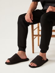 Black Padded Textured Sliders - Image 2 of 6