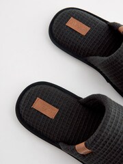 Black Padded Textured Sliders - Image 4 of 6