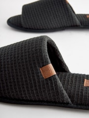 Black Padded Textured Sliders - Image 5 of 6