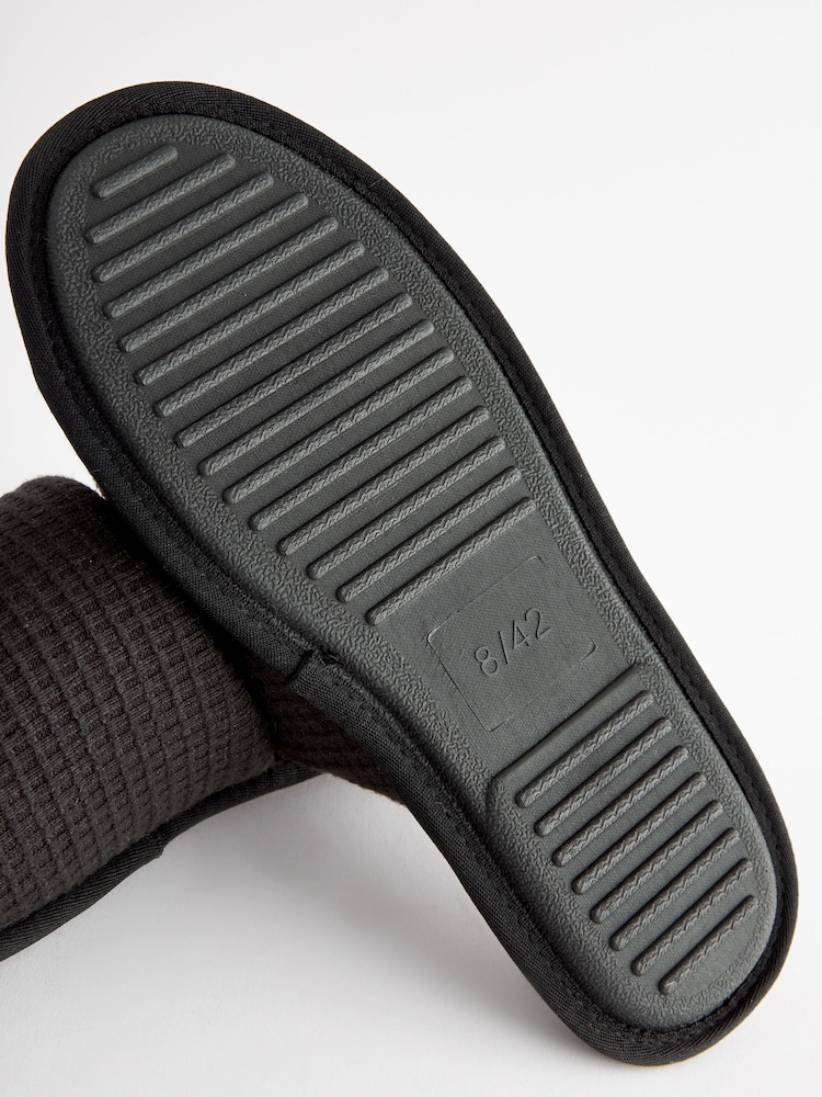 Black Padded Textured Sliders - Image 6 of 6