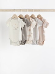 siva Ovca - kratek rokav; s kratkimi rokavi 100% Cotton dojenček bodi 5 komplet - Slika 1 iz 6
